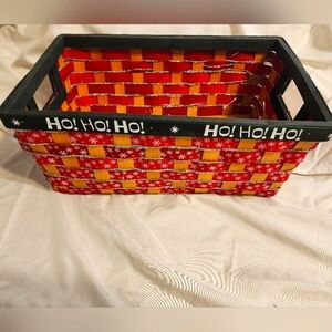 6 X 9.5 In Rectangular Wicker Basket Red And Green Accents Christmas Theme
